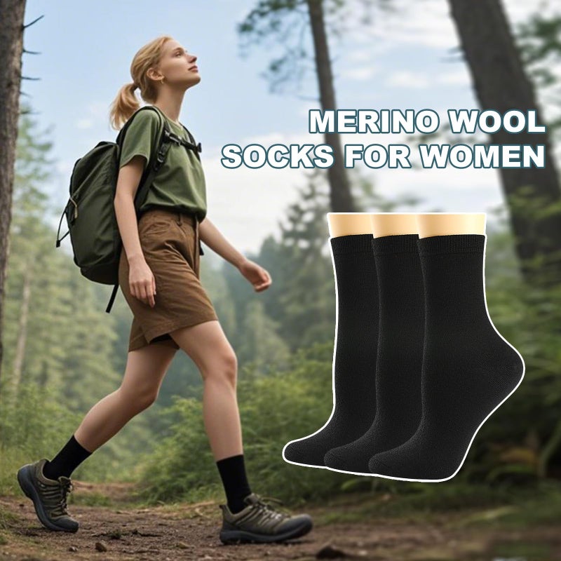 BISOUSOX Thin Merino Wool Boot Socks for Women, Warm Black Winter Cozy Comfy Breathable Dress Crew Hiking Socks Womens - Image 4